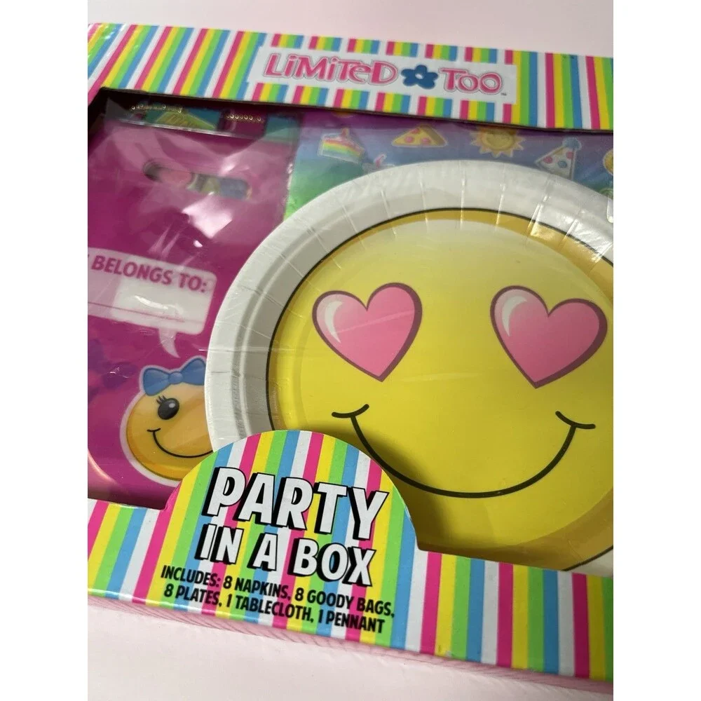 Limited Too Y2K Emoji Birthday Party In A Box Kit Set Tablecloth Banner